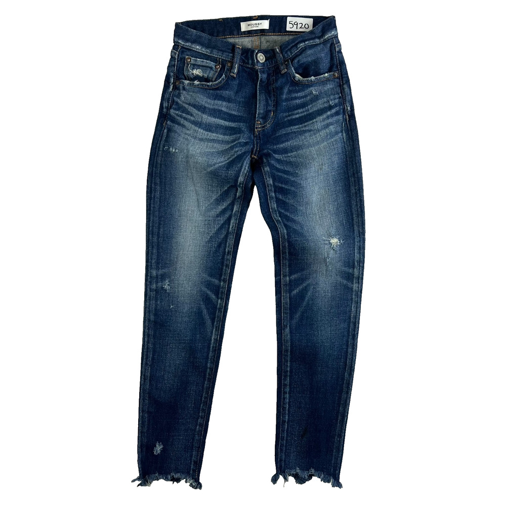 MOUSSY Vintage Jeans Kearny Women's Size 24 Blue Distressed Tapered Frayed